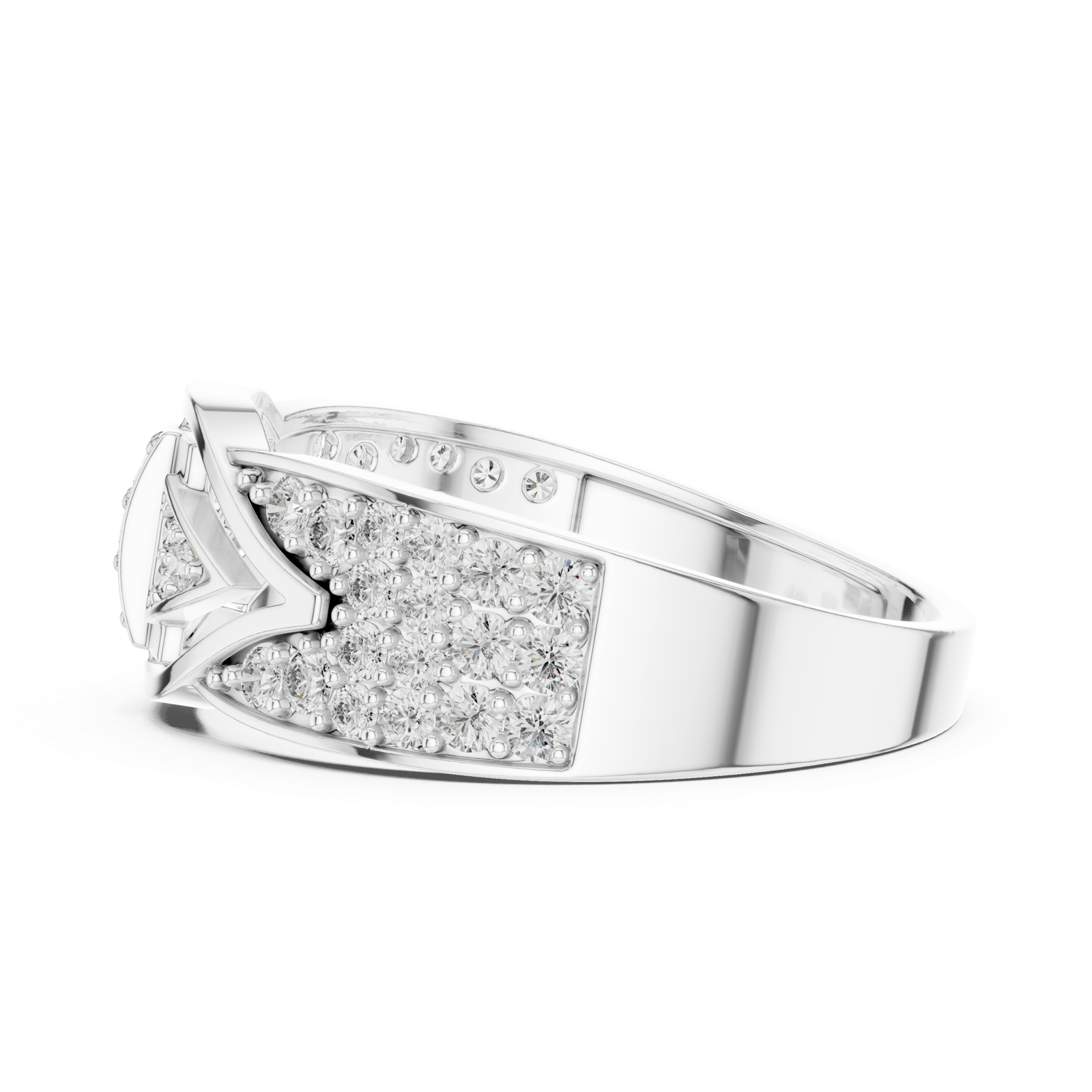 Gold Ring LR-01 (24), White Gold, view 3