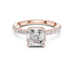 Gold Ring DDLR-165, Asscher center stone, Rose Gold, view 4