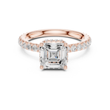 Gold Ring DDLR-165, Asscher center stone, Rose Gold, view 4