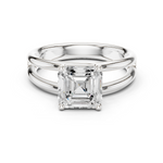 Gold Jewelry L36-9, Asscher center stone, White Gold