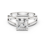 Gold Jewelry L36-9, Asscher center stone, White Gold