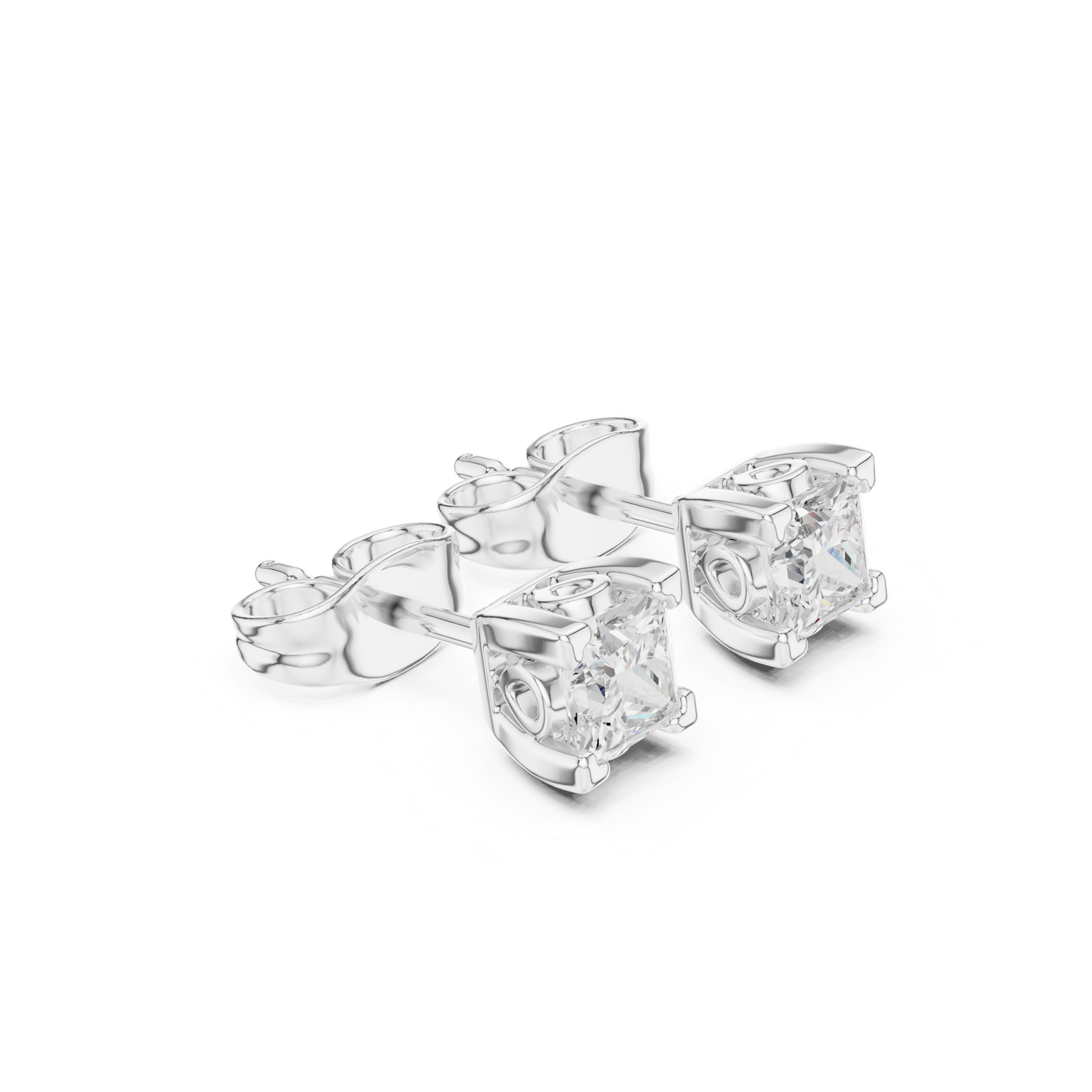 Gold Earrings GER-0354, White Gold, view 1