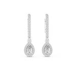 14K Solid Gold Lab Diamond Drop Earrings, White Gold