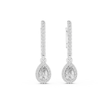 14K Solid Gold Lab Diamond Drop Earrings, White Gold