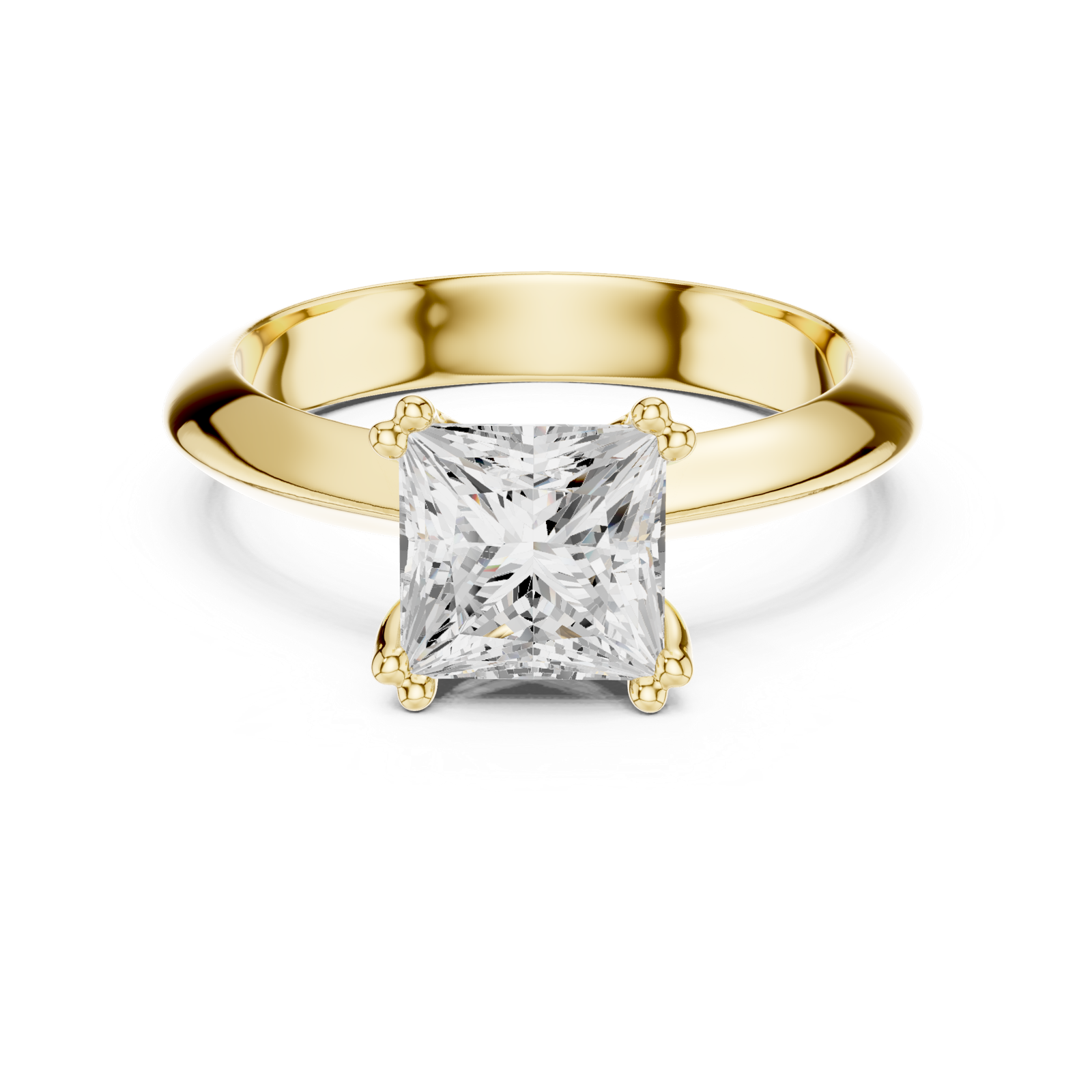 Gold Jewelry L36-8, Princess center stone, Yellow Gold, view 4