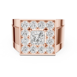 14K Solid Gold Lab Diamond Halo Ring, Rose Gold, view 4