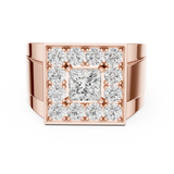 14K Solid Gold Lab Diamond Halo Ring, Rose Gold, view 4
