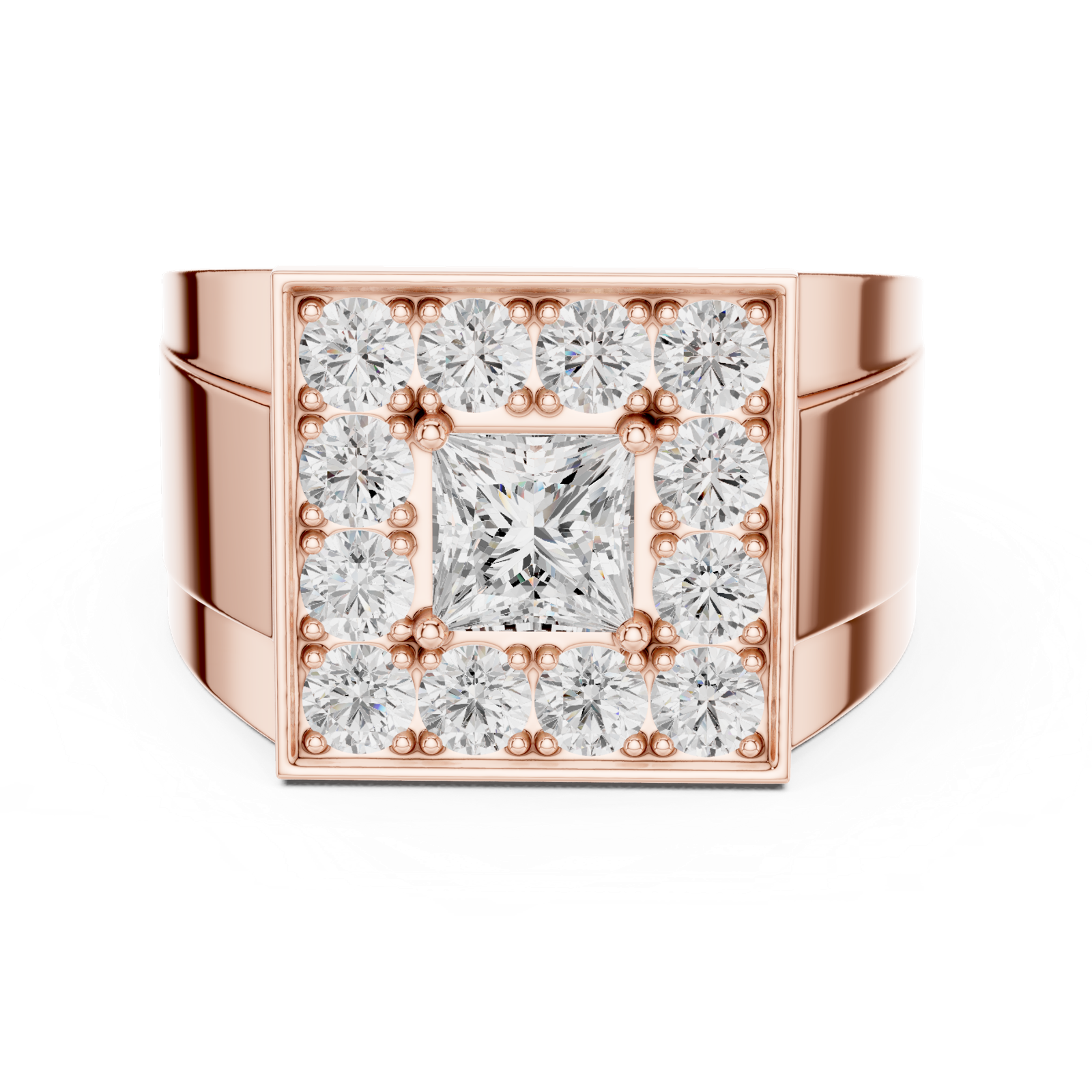 14K Solid Gold Lab Diamond Halo Ring, Rose Gold, view 4
