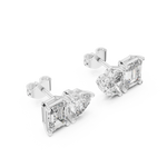 14K Solid Gold Lab Diamond Cluster Earrings, White Gold, view 2