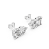 14K Solid Gold Lab Diamond Cluster Earrings, White Gold, view 2