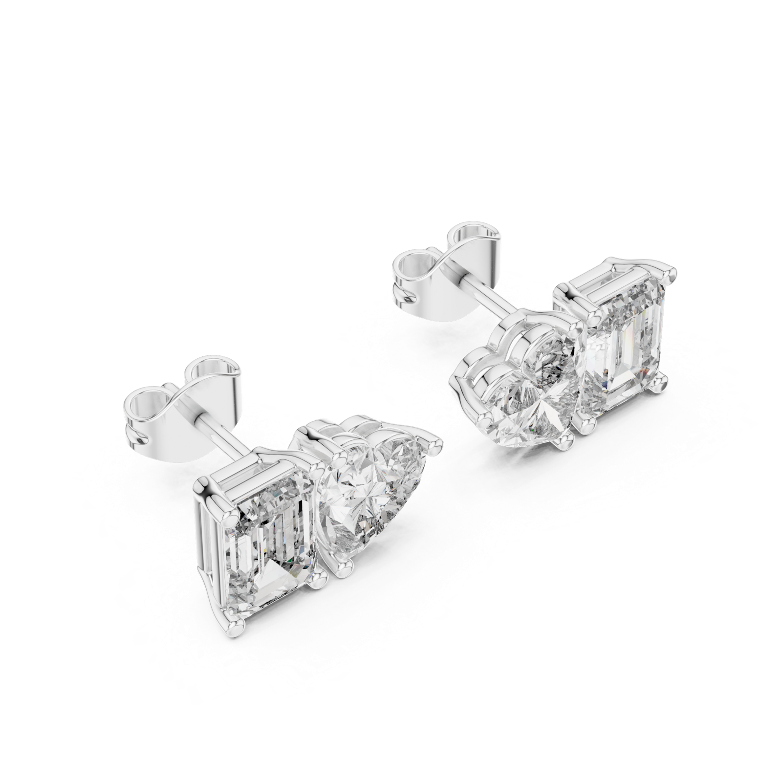 14K Solid Gold Lab Diamond Cluster Earrings, White Gold, view 2