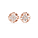 14K Solid Gold Lab Diamond Flower Cluster Earrings, Rose Gold