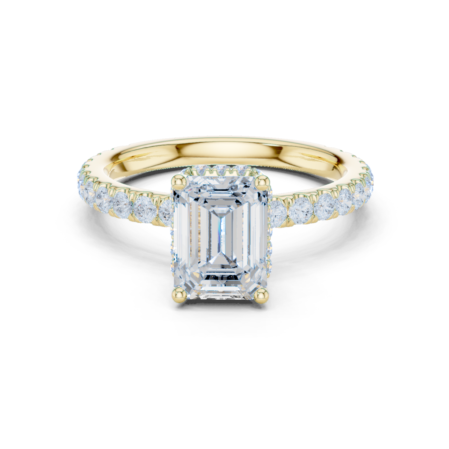 Gold Ring DDLR-165, Emerald center stone, Yellow Gold