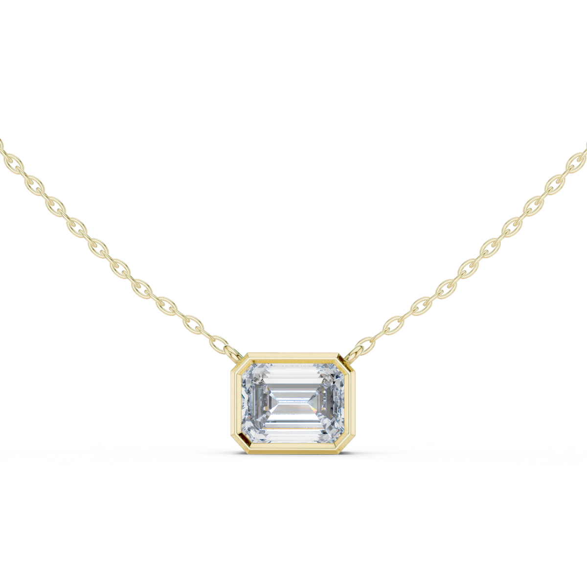 14K Solid Gold Lab Diamond Solitaire Pendant Necklace, Yellow Gold