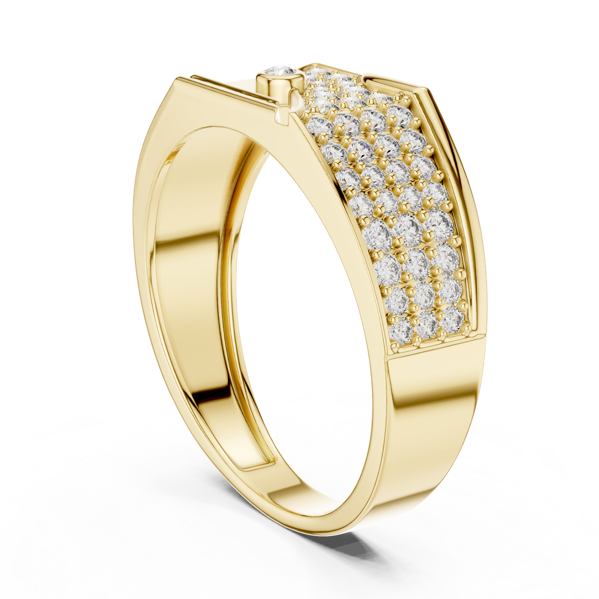 14K Solid Gold Lab Diamond Signet Ring, Yellow Gold, view 1