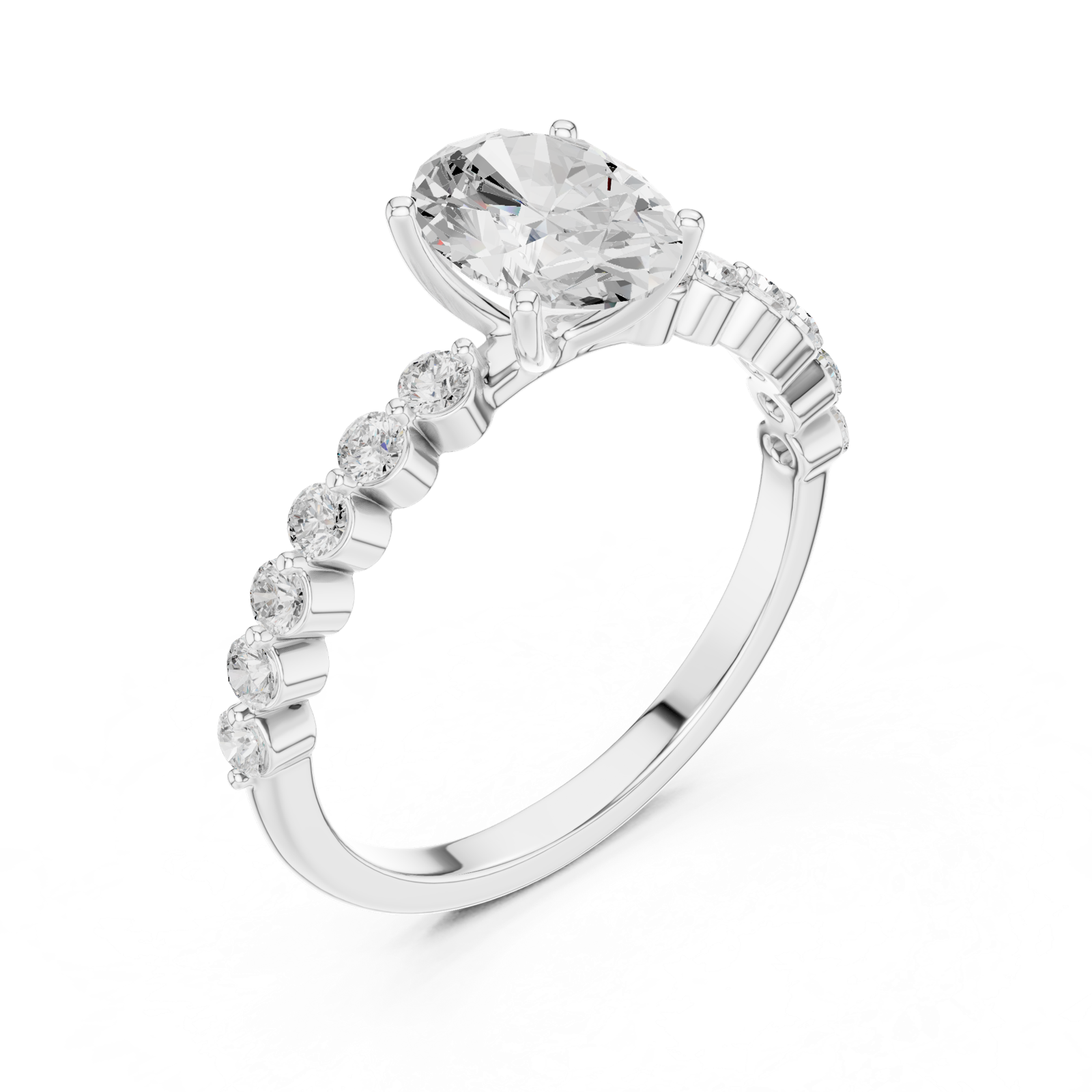 Gold Ring DDLR-1058, White Gold, view 2