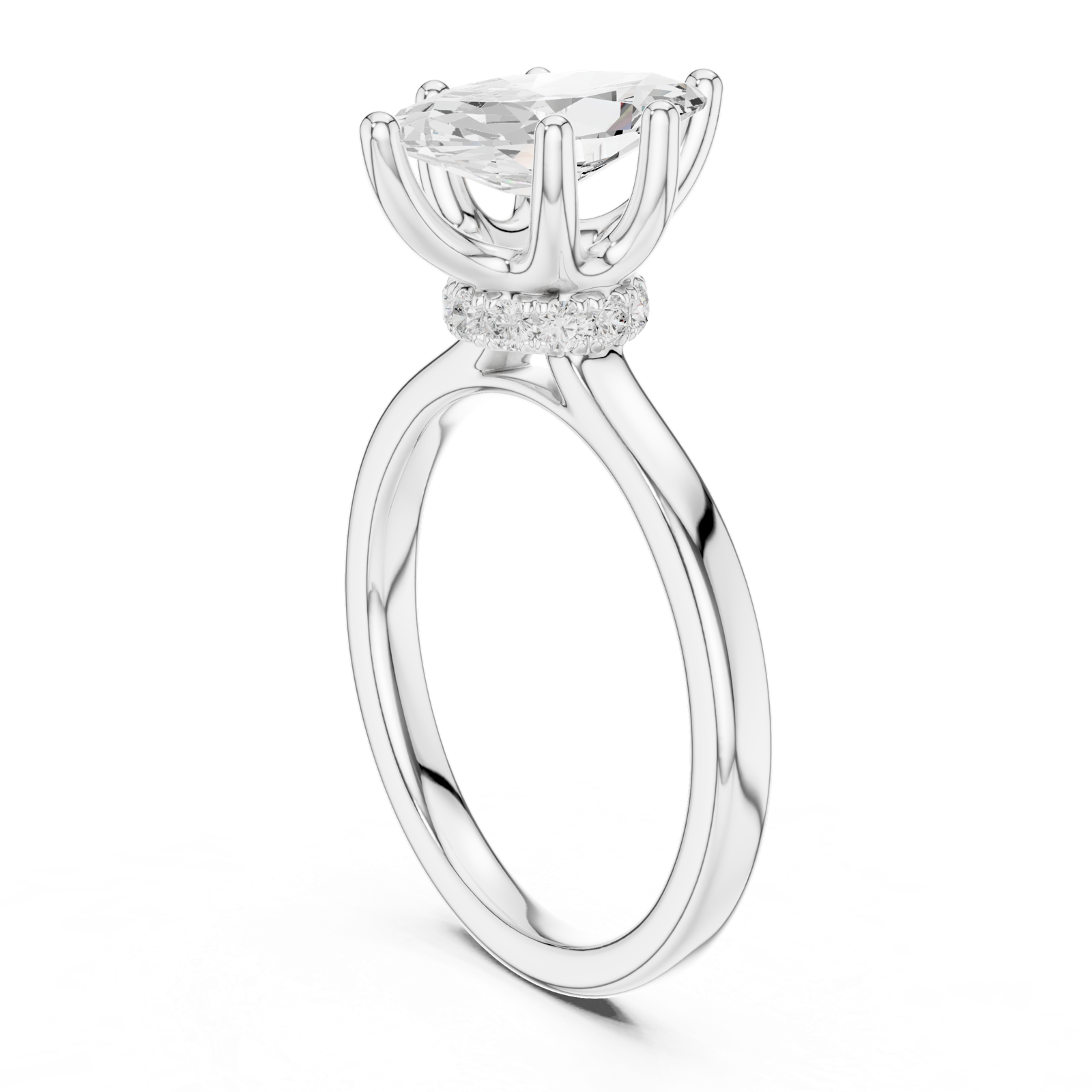 Gold Ring DDLR-176, Marquise center stone, White Gold, view 1