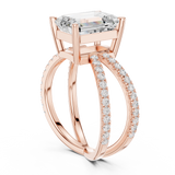 Gold Jewelry, Emerald center stone, Rose Gold, view 1