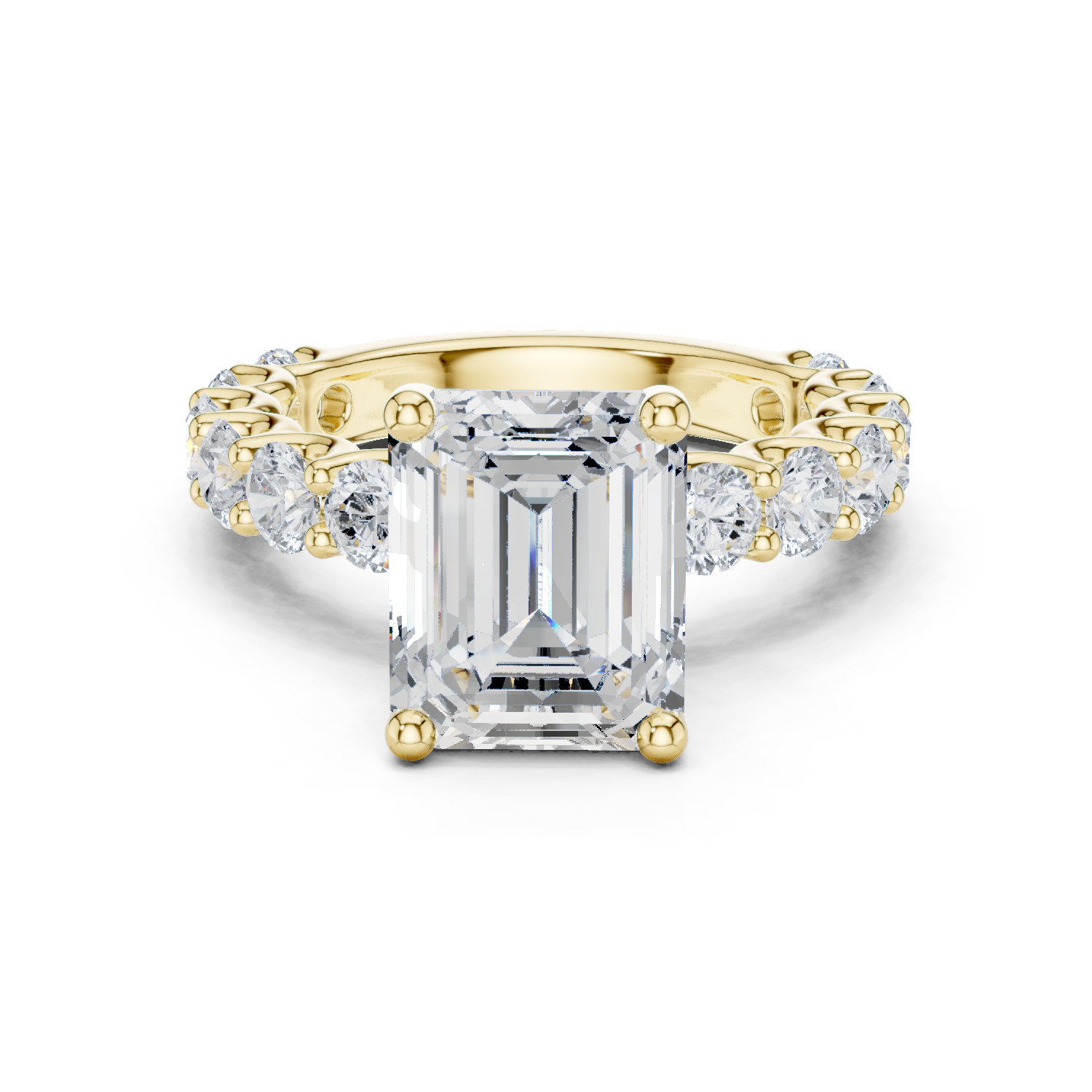 Gold Ring DDLR-087, Emerald center stone, Yellow Gold