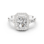 Gold Ring DDLR-342, Radiant center stone, White Gold