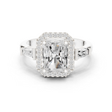 Gold Ring DDLR-342, Radiant center stone, White Gold
