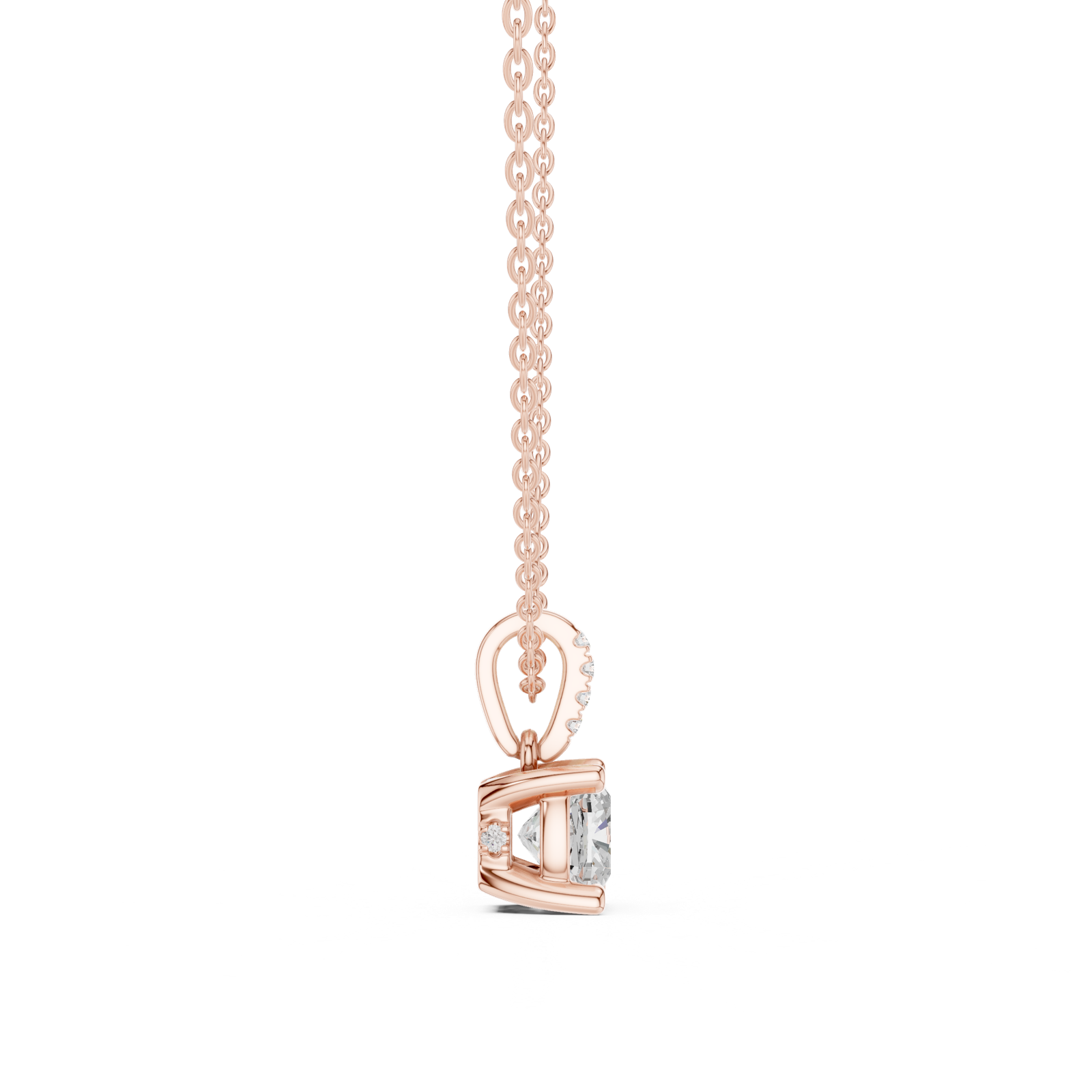 Gold Jewelry, Cushion center stone, Rose Gold, view 3