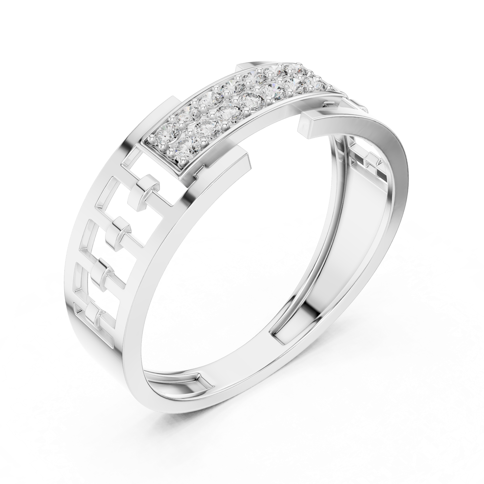 Gold Ring LR-01 (10), White Gold, view 2