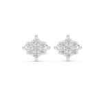 14K Solid Gold Lab Diamond Flower Cluster Earrings, White Gold
