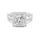 Gold Ring DDLR-350, Princess center stone, White Gold, view 4