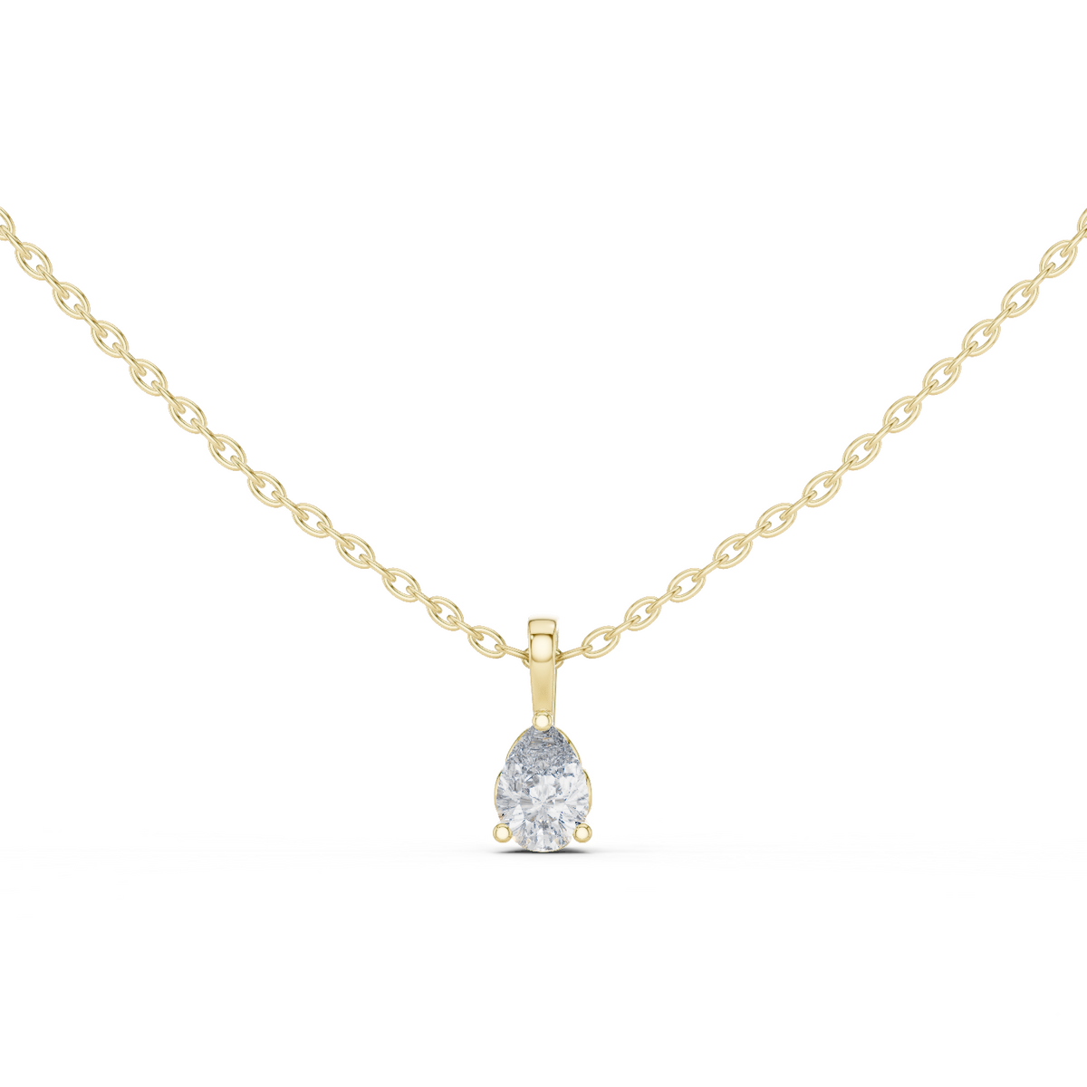 14K Solid Gold Lab Diamond Solitaire Pendant Necklace, Yellow Gold