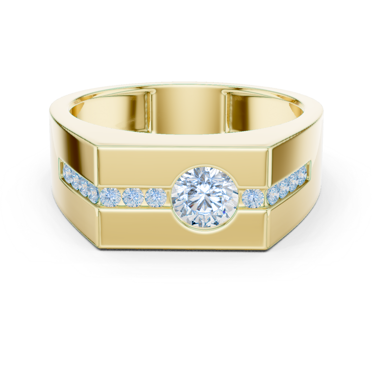 14K Solid Gold Lab Diamond Solitaire Ring, Yellow Gold