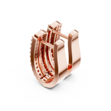 14K Solid Gold Lab Diamond Huggie Earrings, Rose Gold, view 2