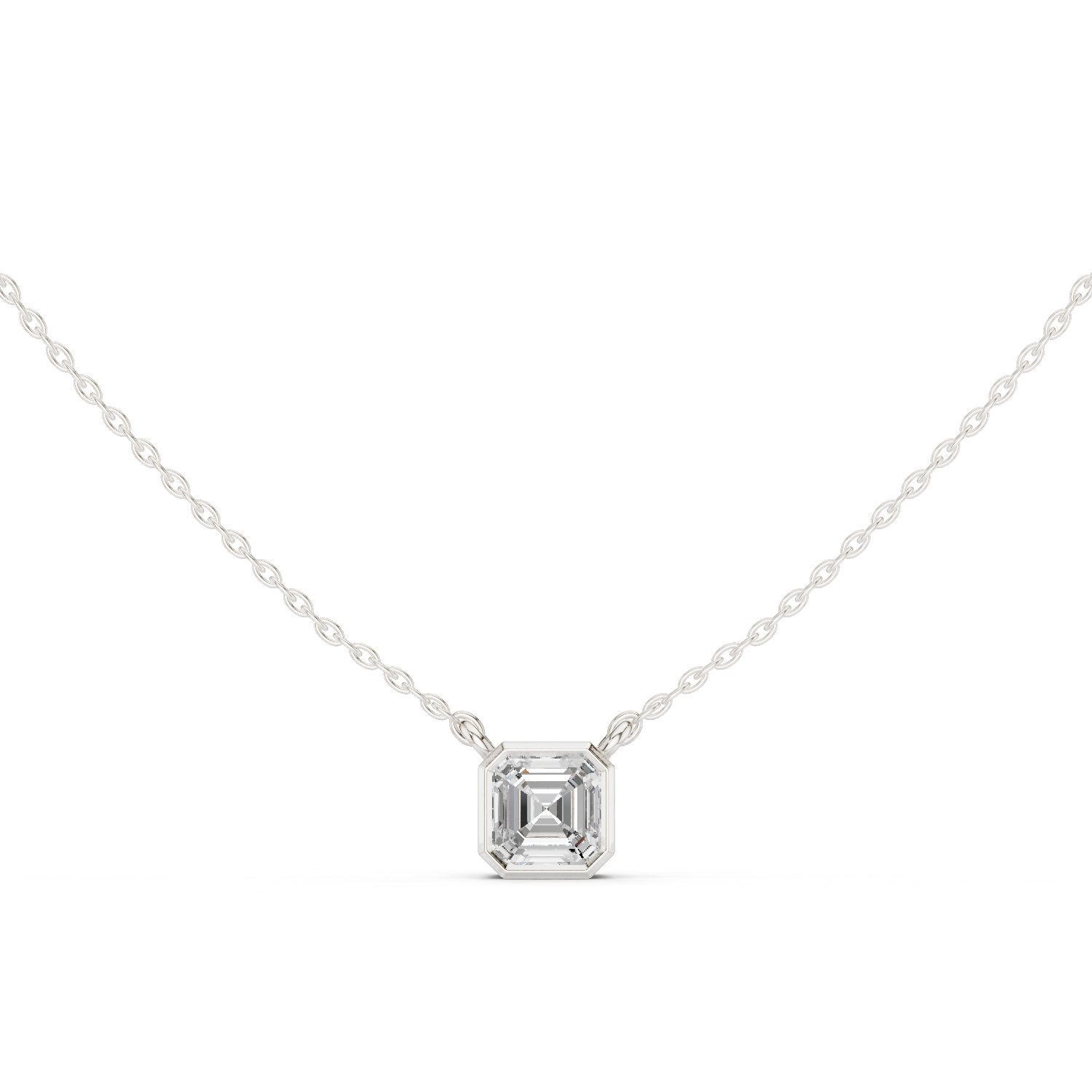 Gold Jewelry, Asscher center stone, White Gold