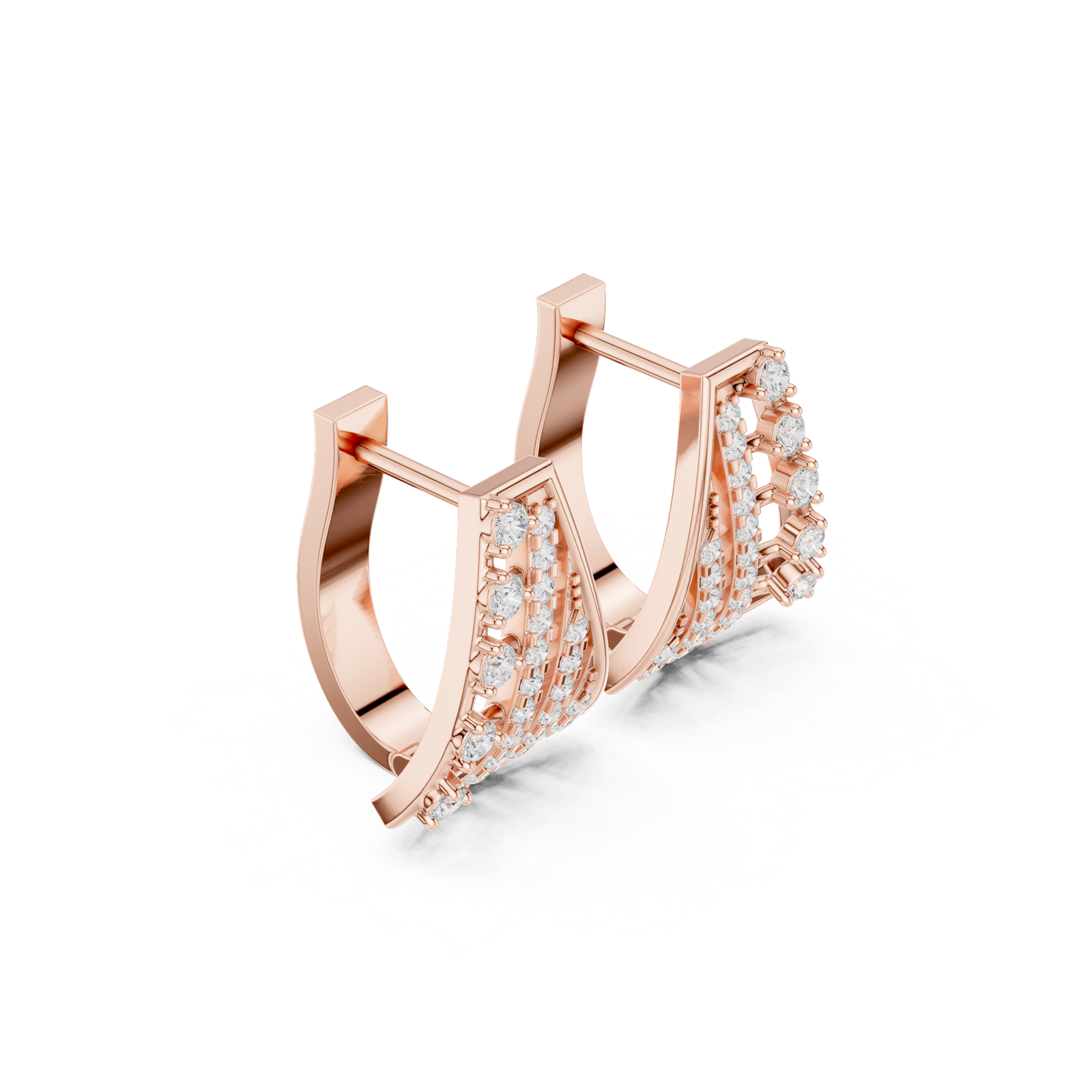 14K Solid Gold Lab Diamond Cluster Earrings, Rose Gold, view 1