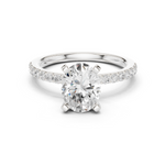 Gold Ring DDLR-040, Oval center stone, White Gold