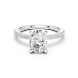 Gold Ring DDLR-040, Oval center stone, White Gold