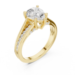 Gold Ring DDLR-253, Pear center stone, Yellow Gold, view 2