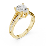 Gold Ring DDLR-253, Pear center stone, Yellow Gold, view 2