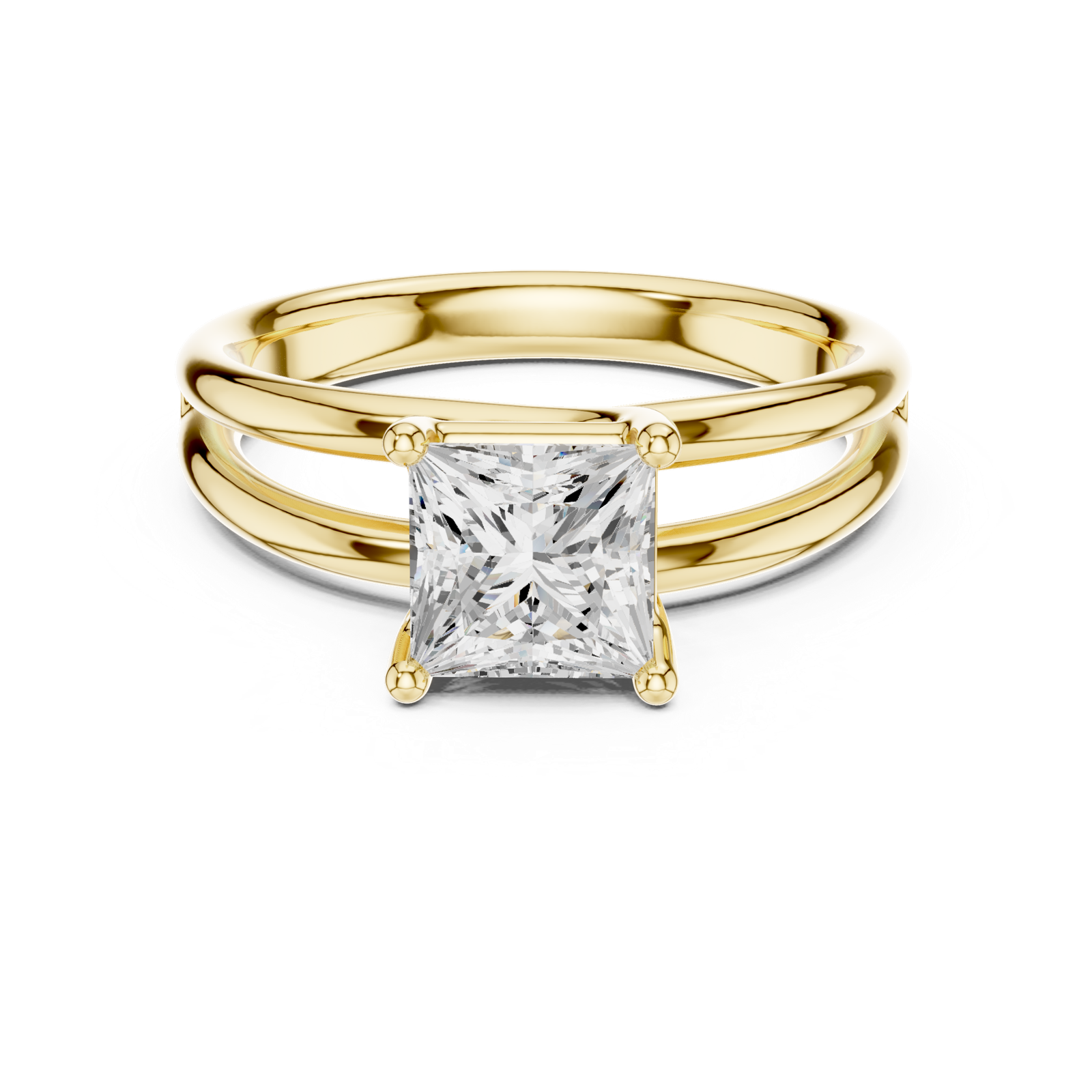Gold Jewelry L36-9, Princess center stone, Yellow Gold, view 4