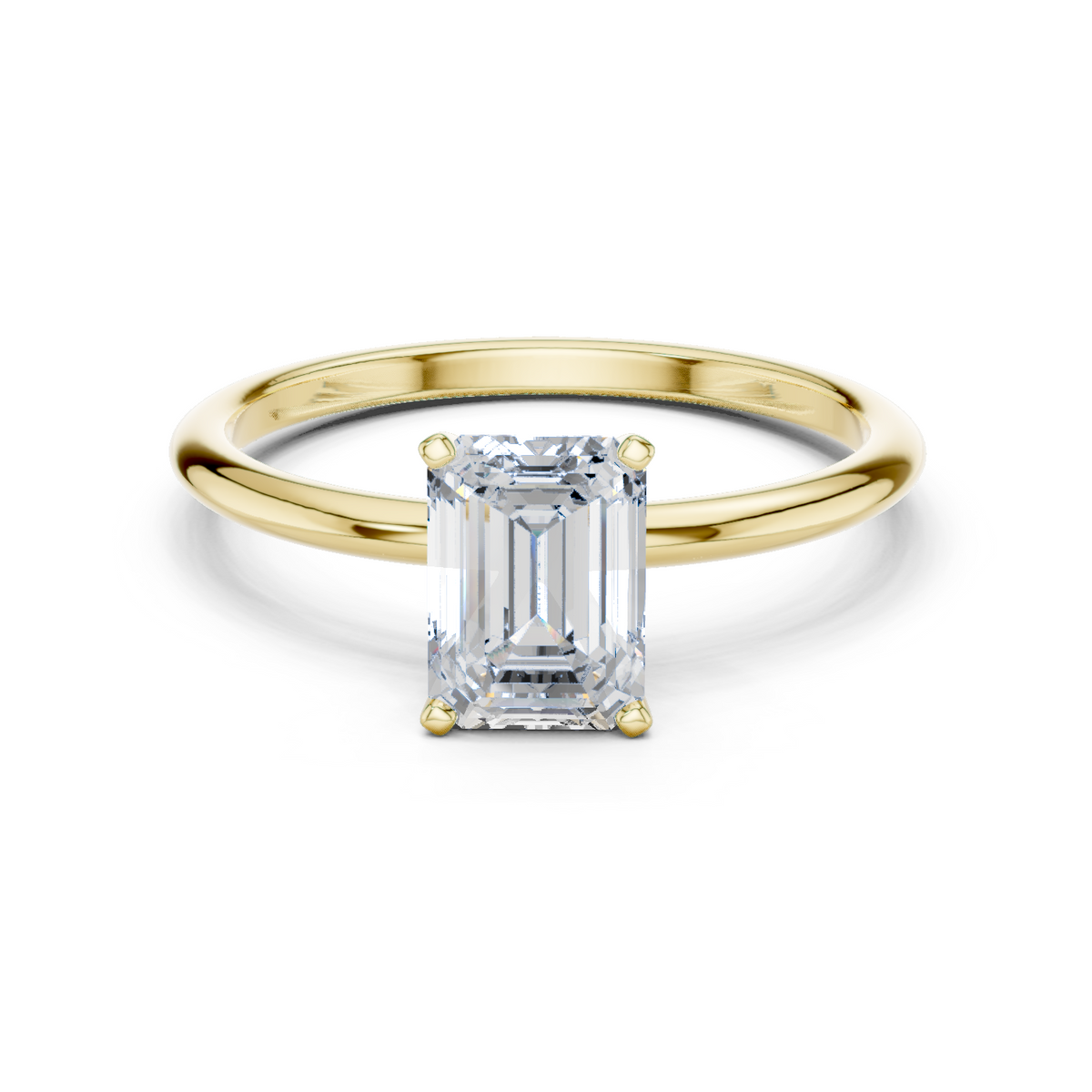 14K Solid Gold Lab Diamond Solitaire Ring, Yellow Gold