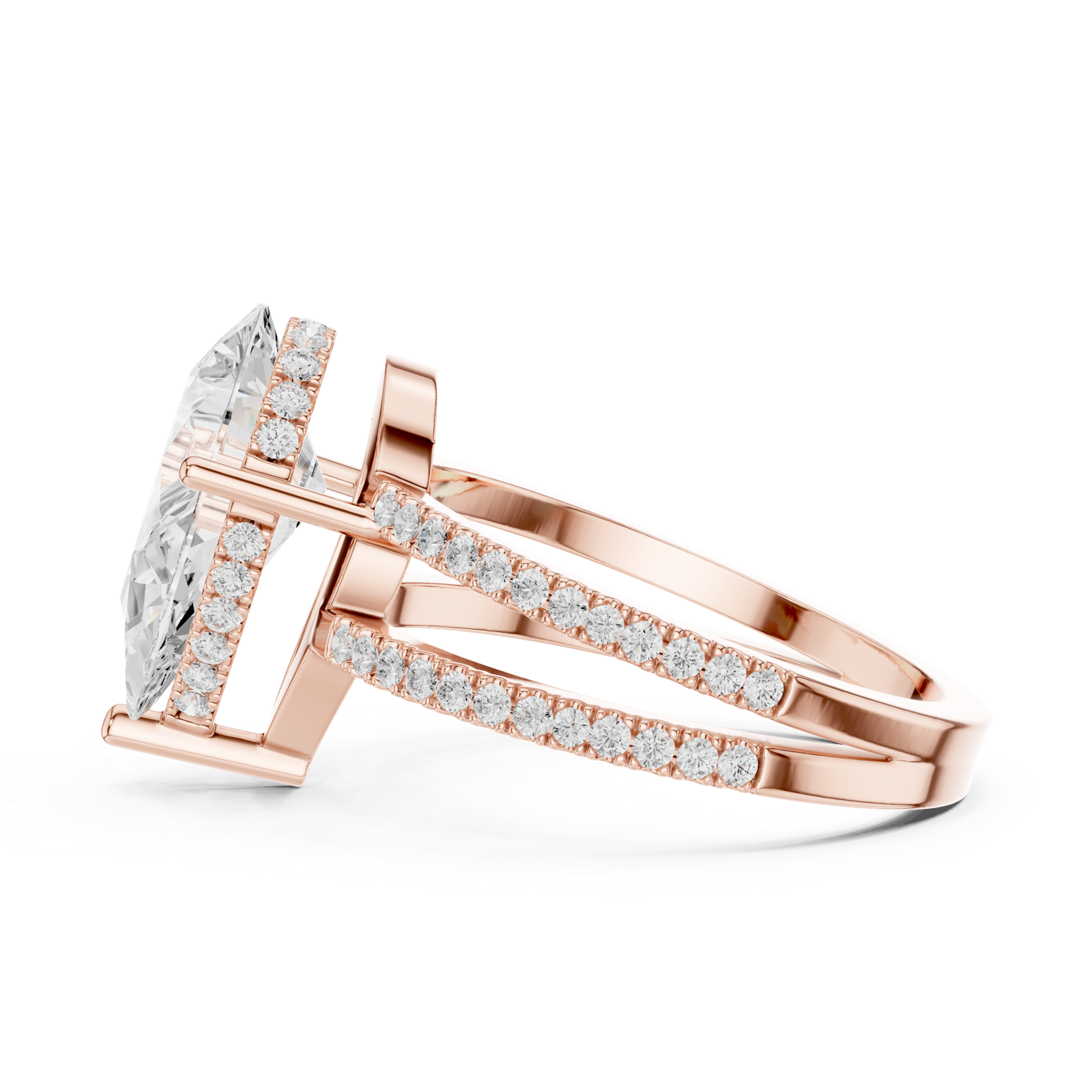 Gold Jewelry L36-13, Pear center stone, Rose Gold, view 3