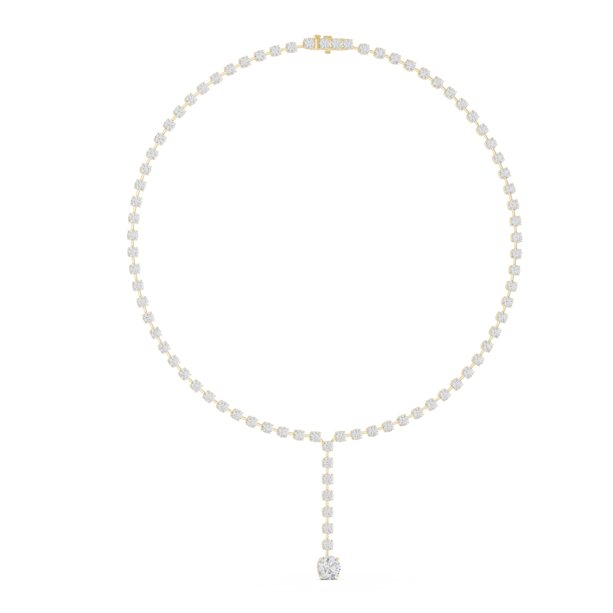 14K Solid Gold Lab Diamond Station Necklace, Yellow Gold, view 1