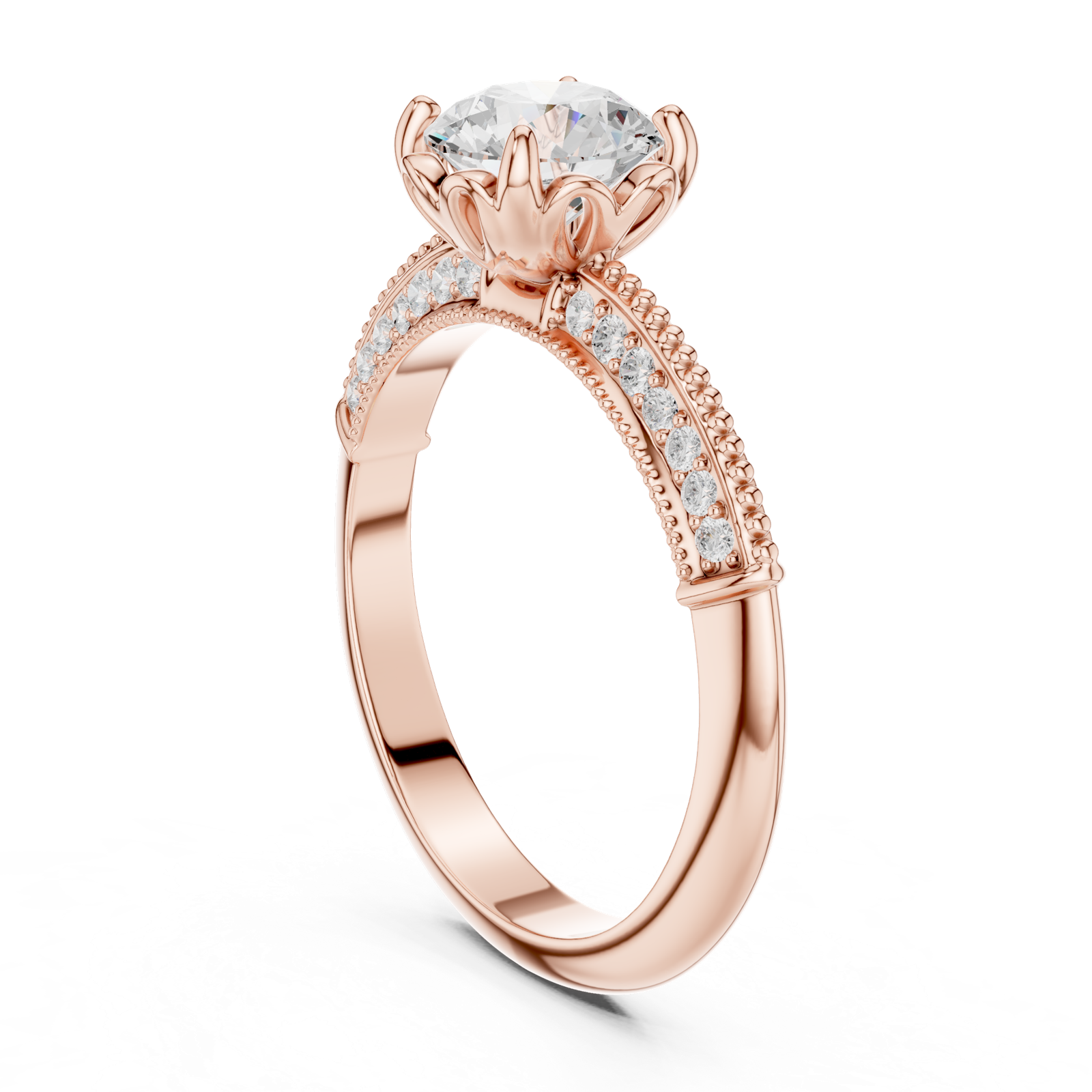 Gold Ring DDLR-685, Rose Gold, view 1
