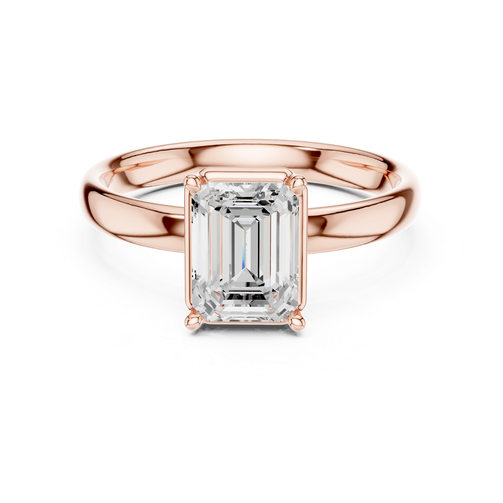 Gold Jewelry, Emerald center stone, Rose Gold, view 4