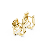 14K Solid Gold Lab Diamond Cluster Earrings, Yellow Gold, view 2