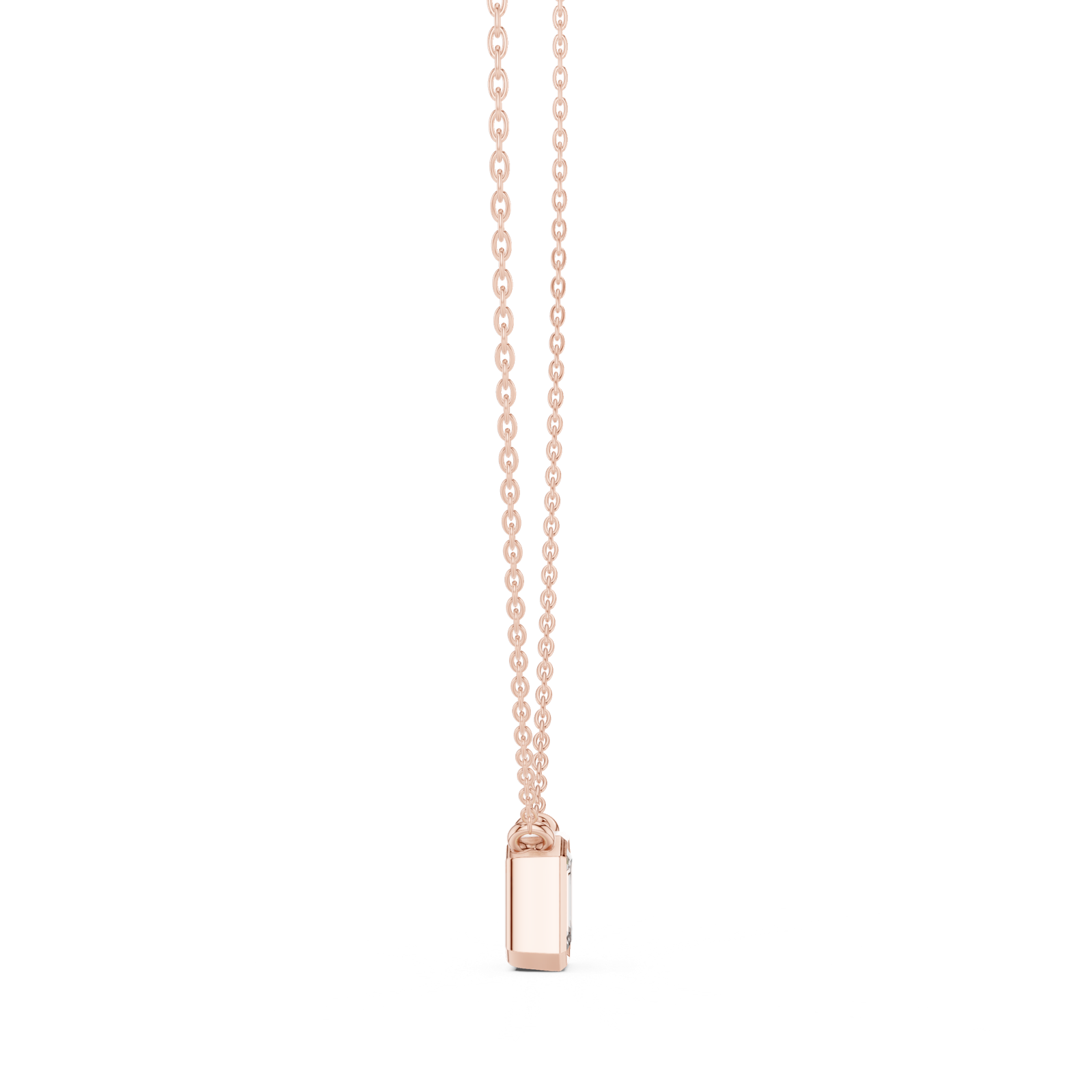 14K Solid Gold Lab Diamond Solitaire Pendant Necklace, Rose Gold, view 3