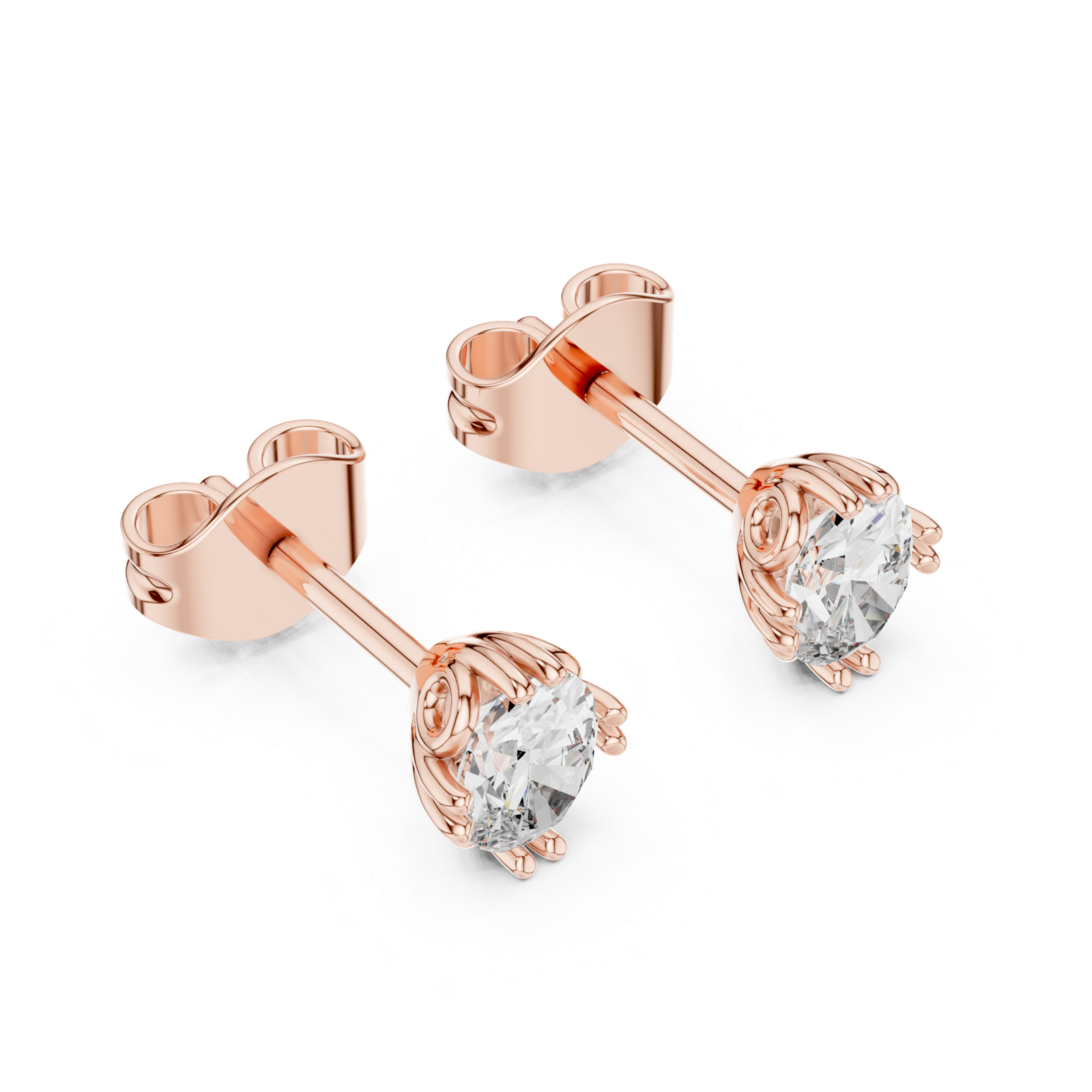 Gold Earrings GER-0365, Rose Gold, view 2