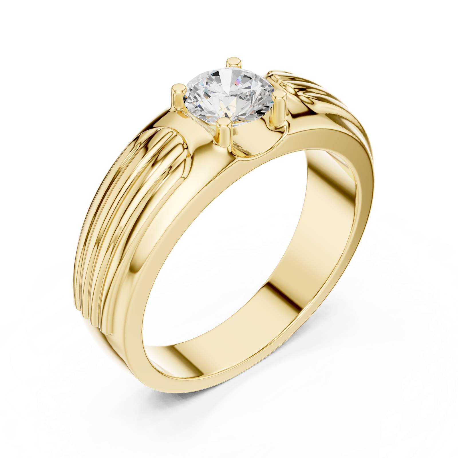 14K Solid Gold Lab Diamond Solitaire Ring, Yellow Gold, view 2