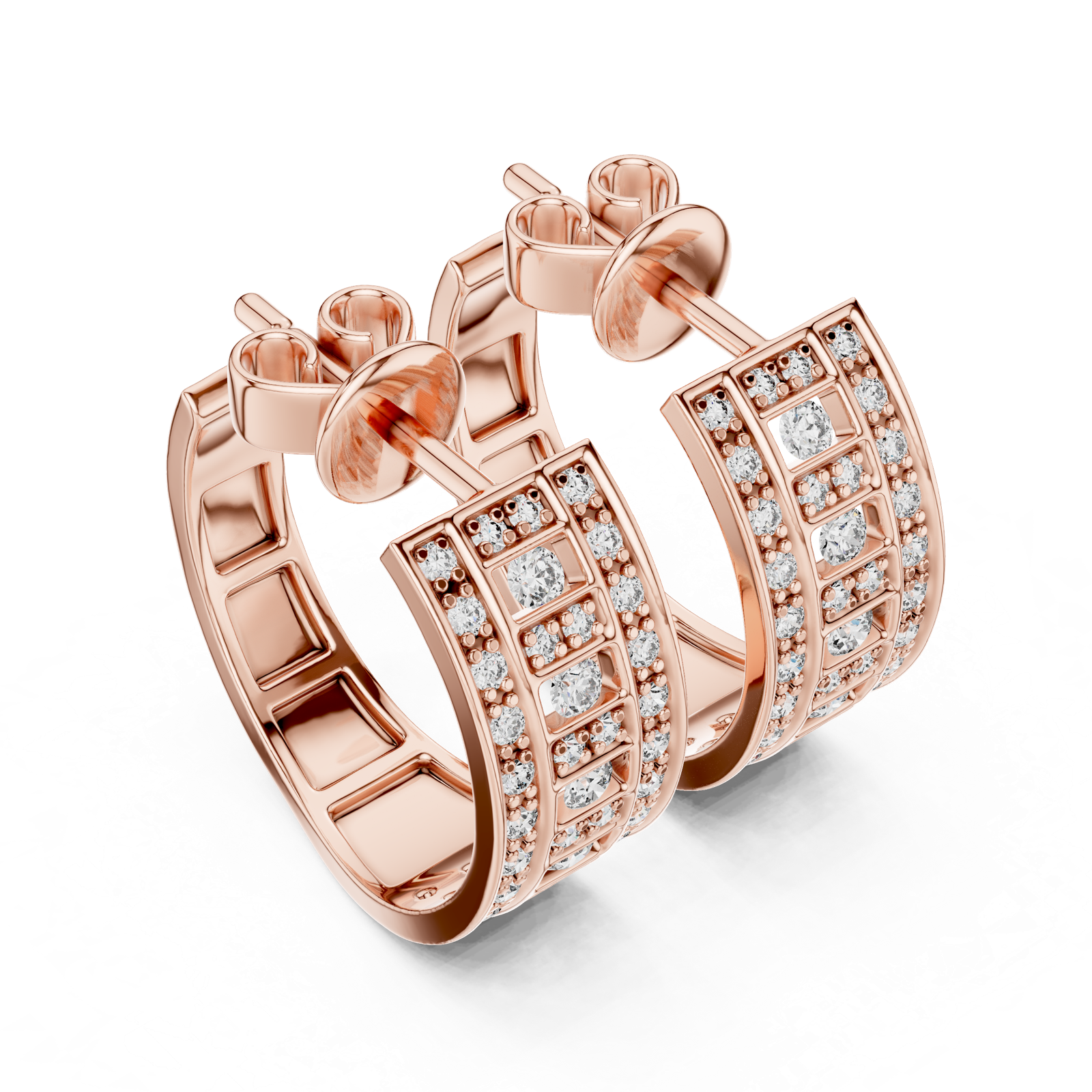 Gold Earrings L03-2, Rose Gold, view 2
