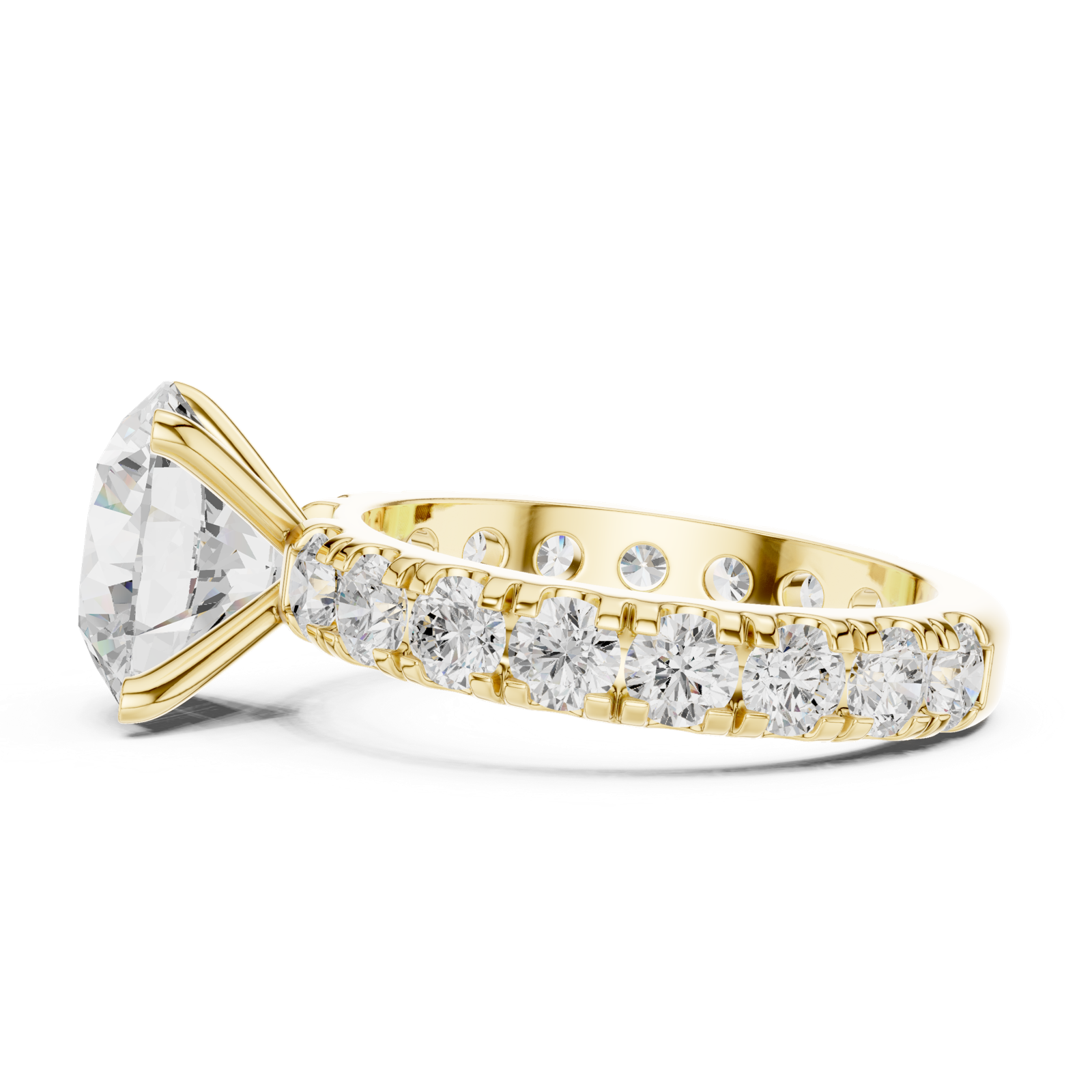 Gold Jewelry L35-63, Round center stone, Yellow Gold, view 3